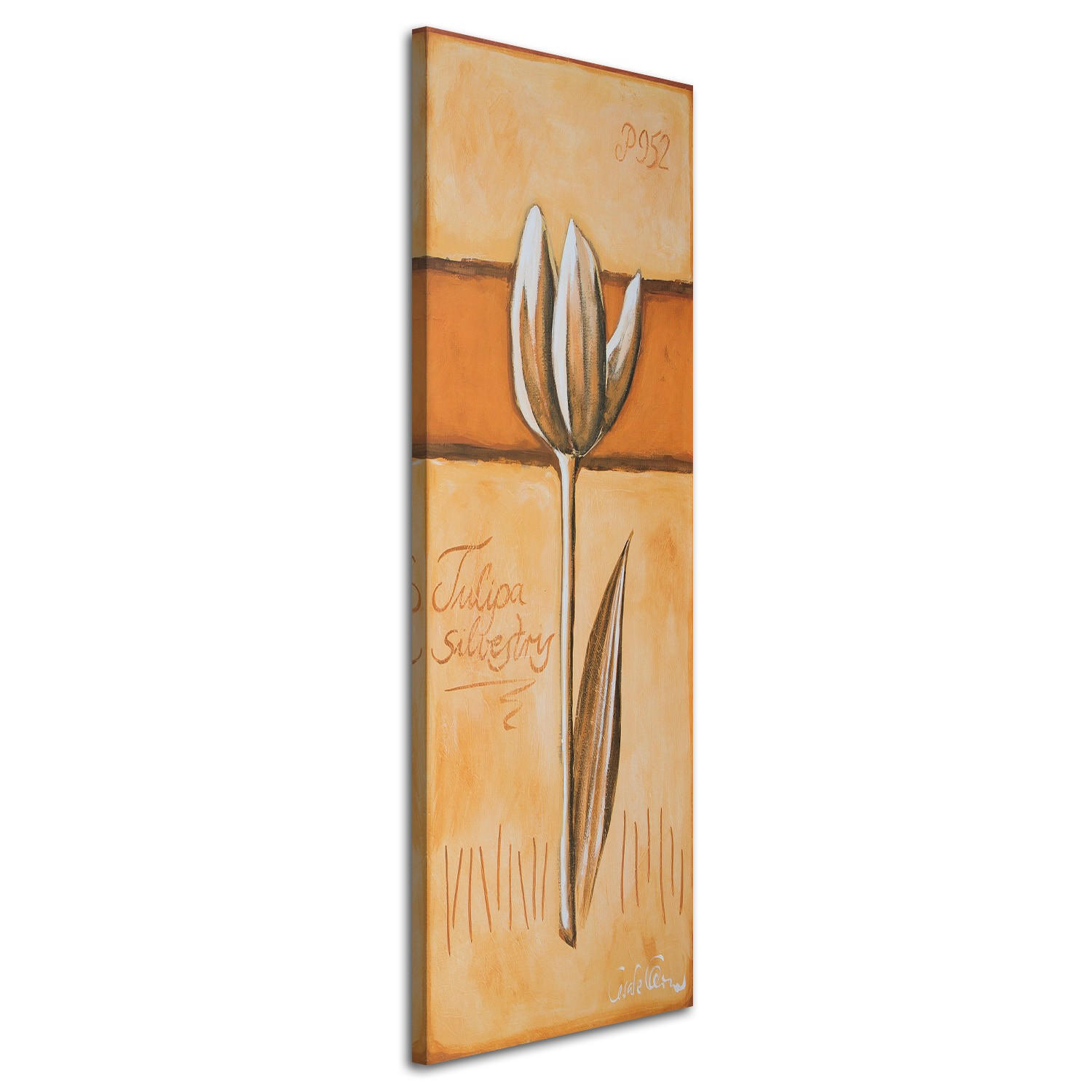 WANDBILD tulpe wie handgemalt - Orange, Textil (30/90cm) - Feeby