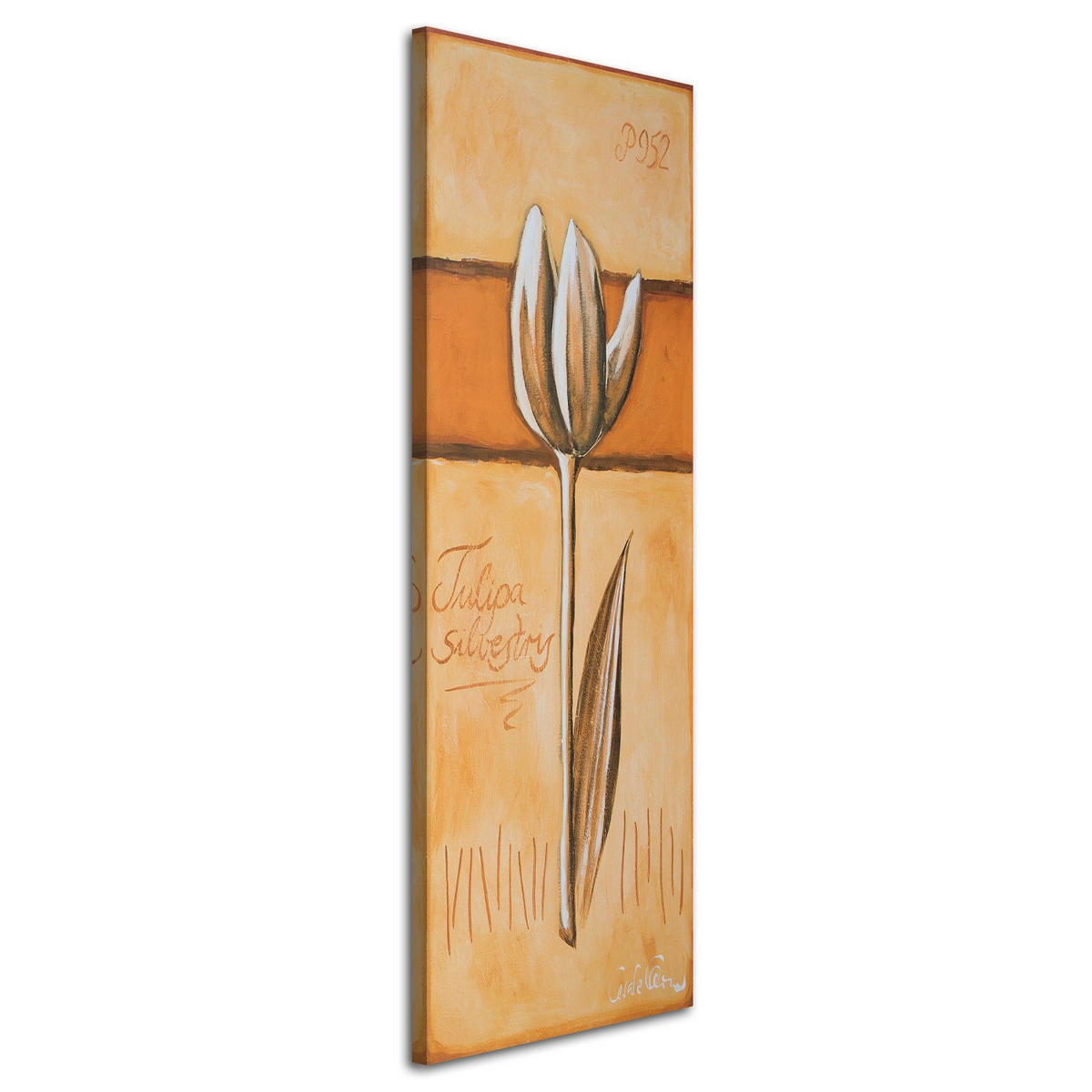 WANDBILD tulpe wie handgemalt - Orange, Textil (30/90cm) - Feeby