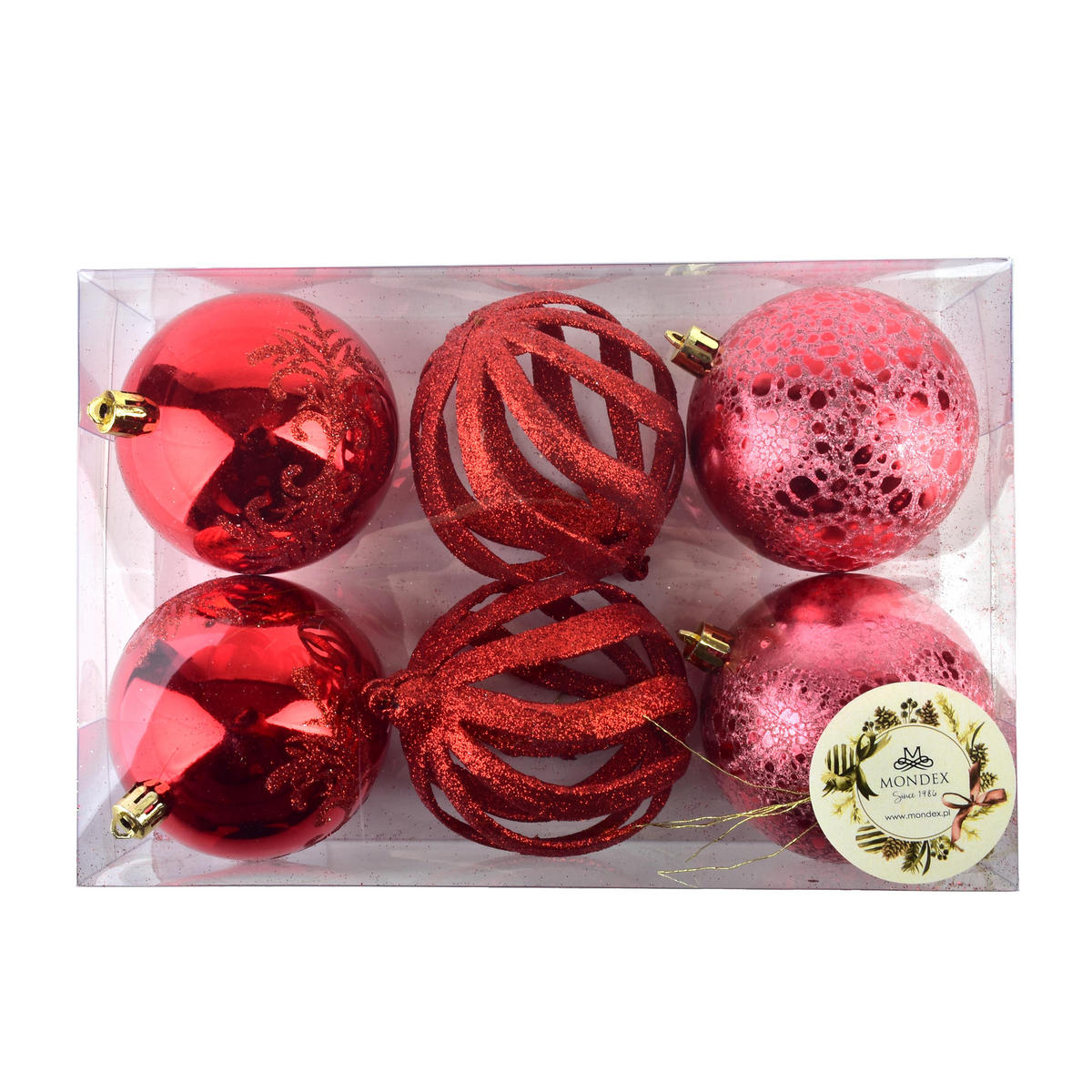 WEIHNACHTSKUGEL-SET Santa Lila 6-tlg Rot 8cm Kunststoff - Rot, Kunststoff (8/16/30cm) - Mondex