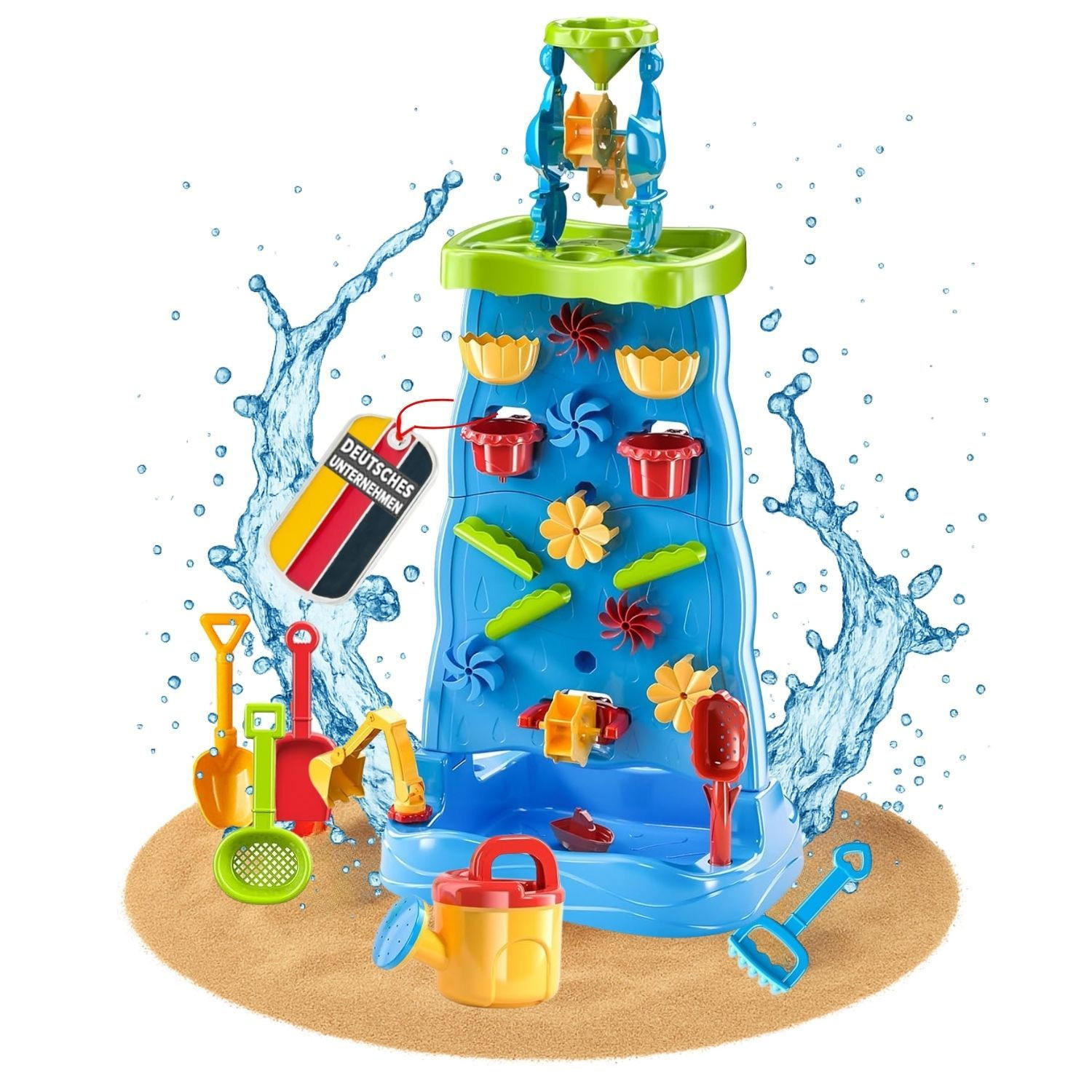 WASSERSPIELTISCH TOJA M Wasserfall mit Zubehör 22-tlg - Blau, Kunststoff (43/33/92cm) - Coemo