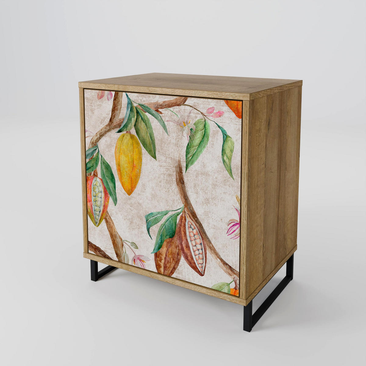 SIDEBOARD COCOA FRUITS, Eichefarben, 57,5x42x75,5 cm, Goldfarbene Metallfüße - Eichefarben/Goldfarben, Holzwerkstoff/Metall (57.5/75.5/42cm) - SpaceRebels