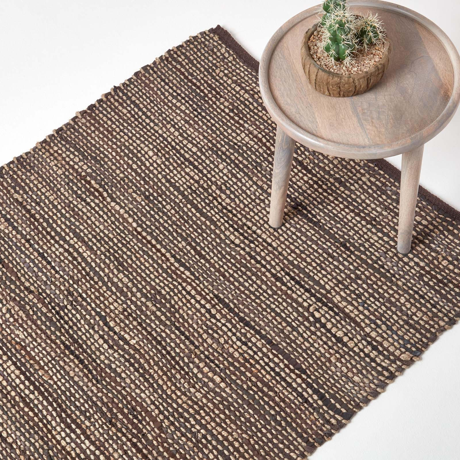 HANDWEBTEPPICH Madras, Leder & Hanf 150/240 cm - Braun, Leder (150/240cm) - Homescapes