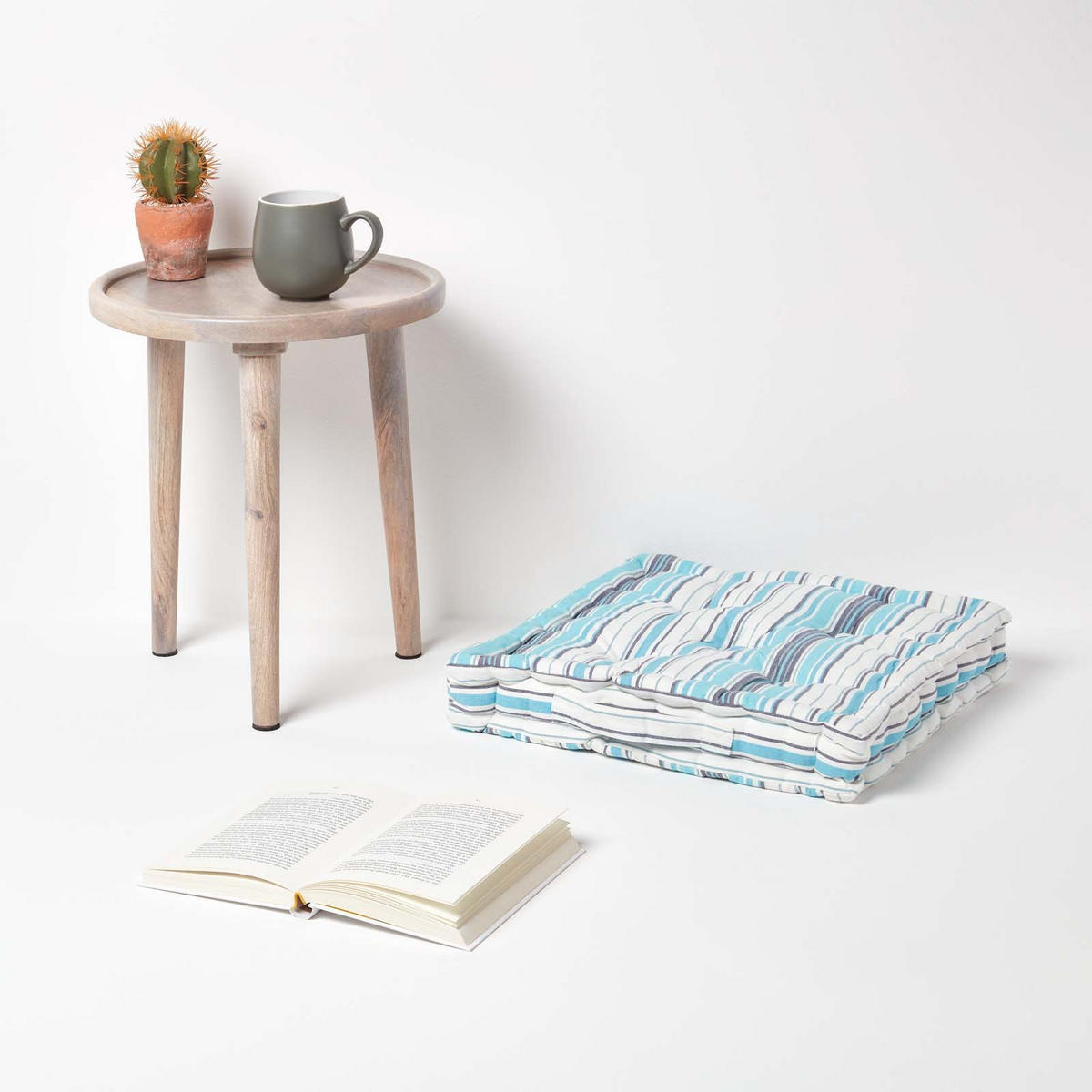 SITZKISSEN New England blau-weiß 50/50/10 cm - Blau, Textil (50/50/10cm) - Homescapes
