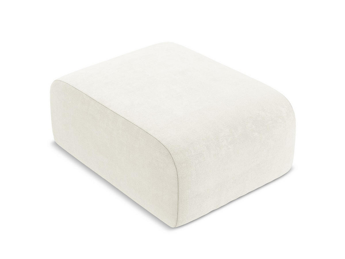 POUF Chenille Stoff Weiß - Schwarz/Weiß, Holzwerkstoff/Kunststoff (72/42/94cm) - Makamii