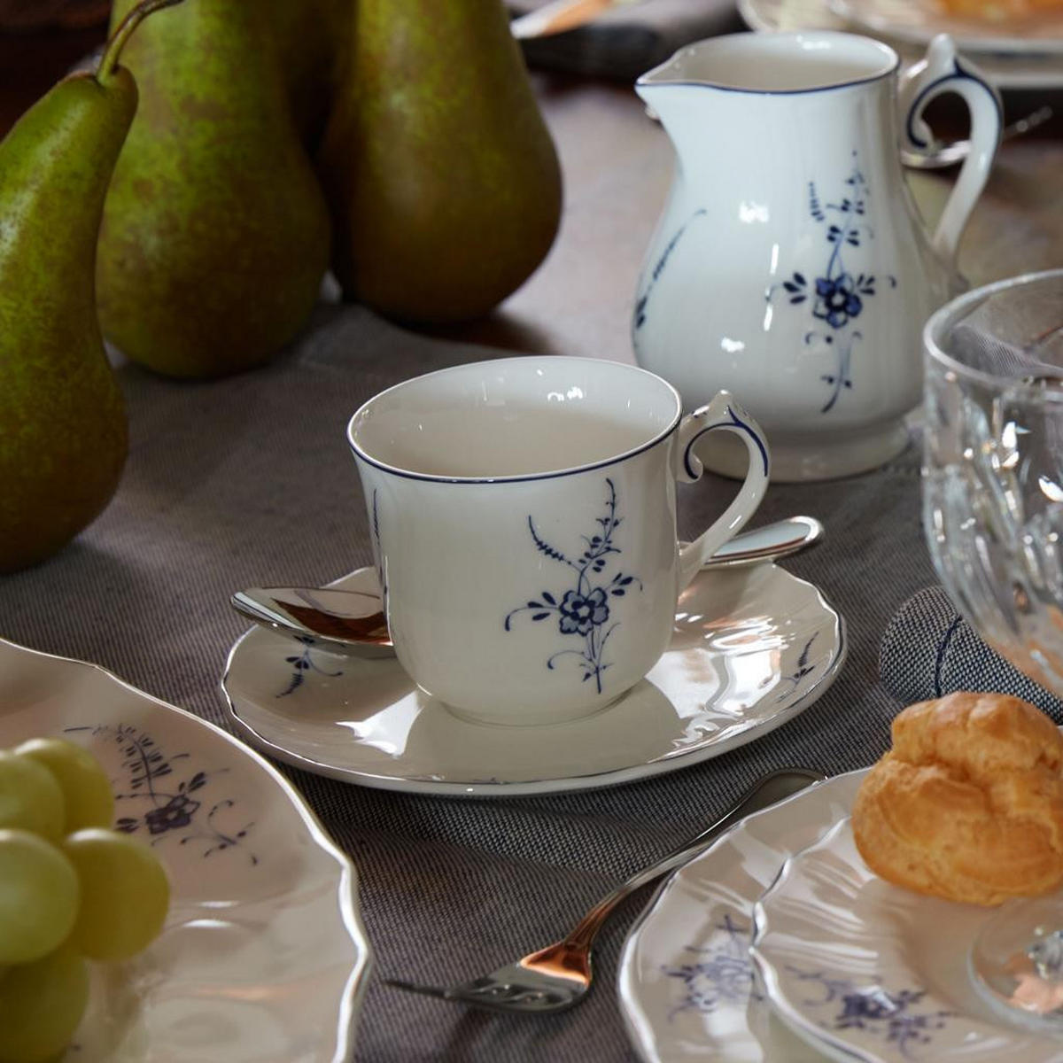 KAFFEEUNTERTASSEN Vieux Luxembourg weiß-blau ø 14 cm 6er Set - Blau/Weiß, Keramik (14cm) - Villeroy & Boch