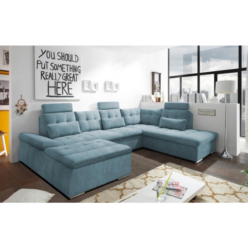 Thumbnail - ed exciting design Wohnlandschaft, Blau, Textil, 5-Sitzer, U-Form,L-Form, 219x103x324 cm, Wohnzimmer, Sofas & Couches, W...