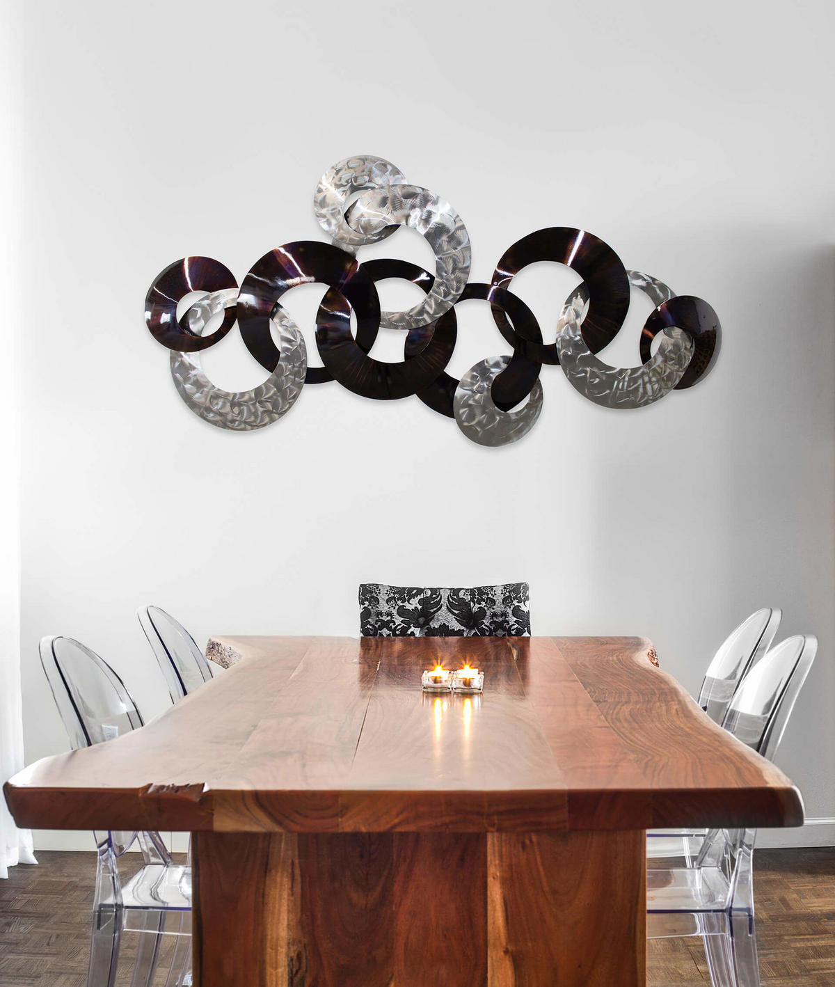 WANDDEKO Silber 124/72 cm - Silberfarben/Braun, Metall (3/72/8cm) - KUNSTLOFT