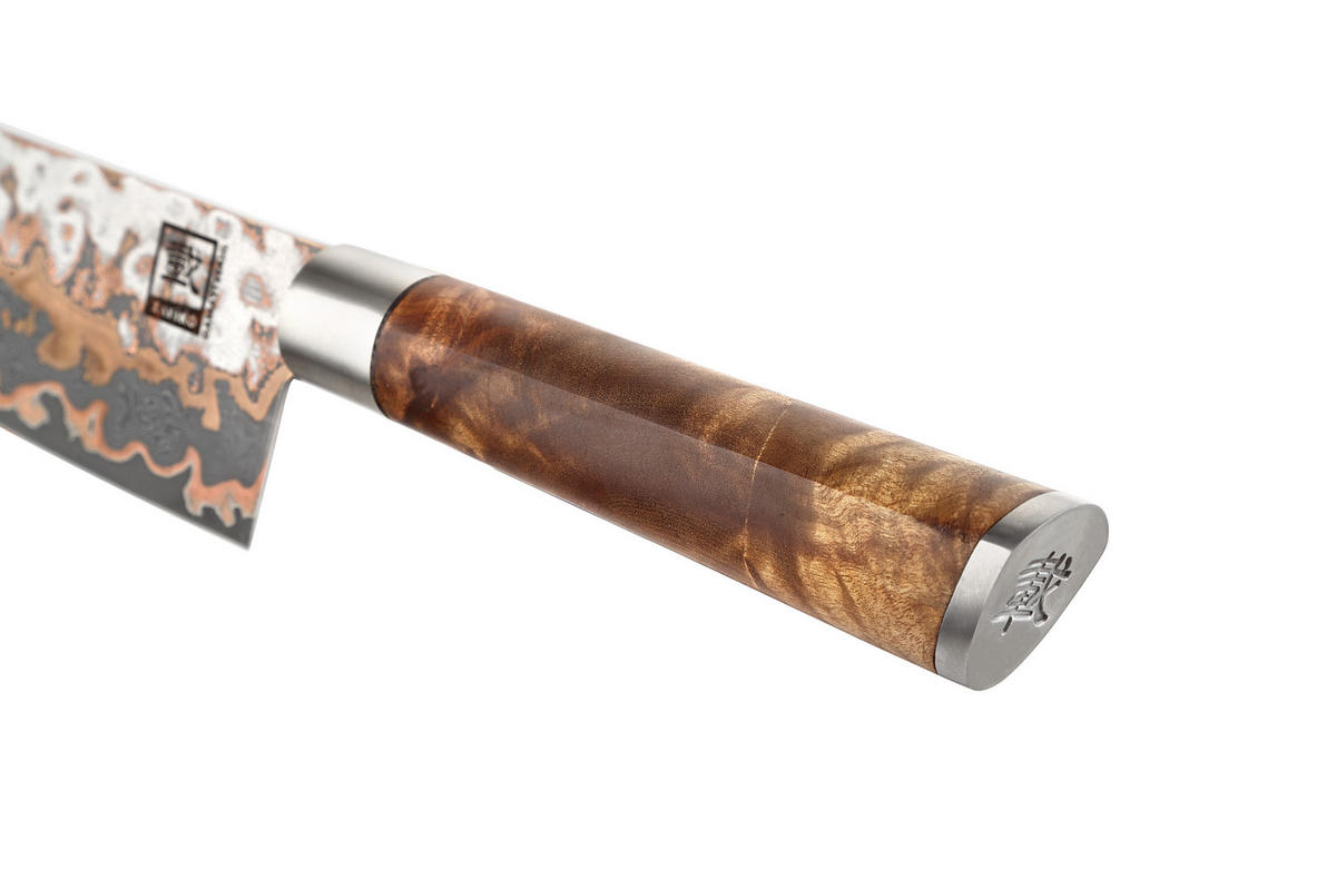 SANTOKU-MESSER MysticMagma Damast - Braun, Holz/Metall (31cm) - Zayiko