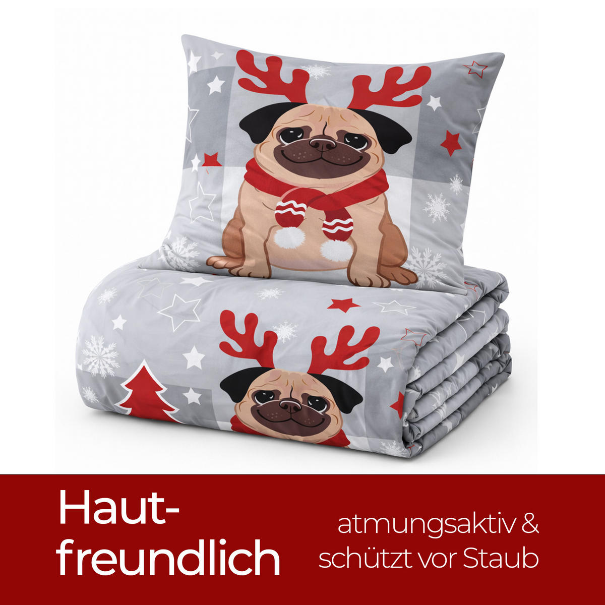 BETTWÄSCHE Feinbiber Herbst/Winter 135/200 cm Grau (Hund) - Grau, Textil (135/200cm) - Bestlivings