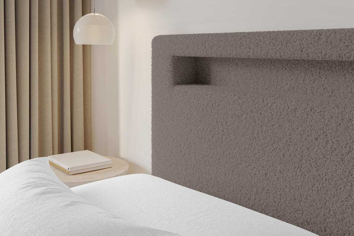 POLSTERBETT mit Bettkasten und Lattenrost, Boxbett ohne Matratze - GOLA 180x200 Braun - Braun, Holzwerkstoff/Textil (180/200cm) - ALTDECOR