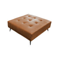 HOCKER WIOLO Braun Leder - Dunkelbraun/Silberfarben, Leder/Metall (110/42/110cm) - KAWOLA