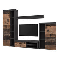 WOHNWAND Spacoro Grau, Matera Oldwood 270/190/41 cm Wohnwand Modern ohne LED - Dunkelgrau/Bronzefarben, Holzwerkstoff/Kunststoff (270/190/41cm) - AX Living