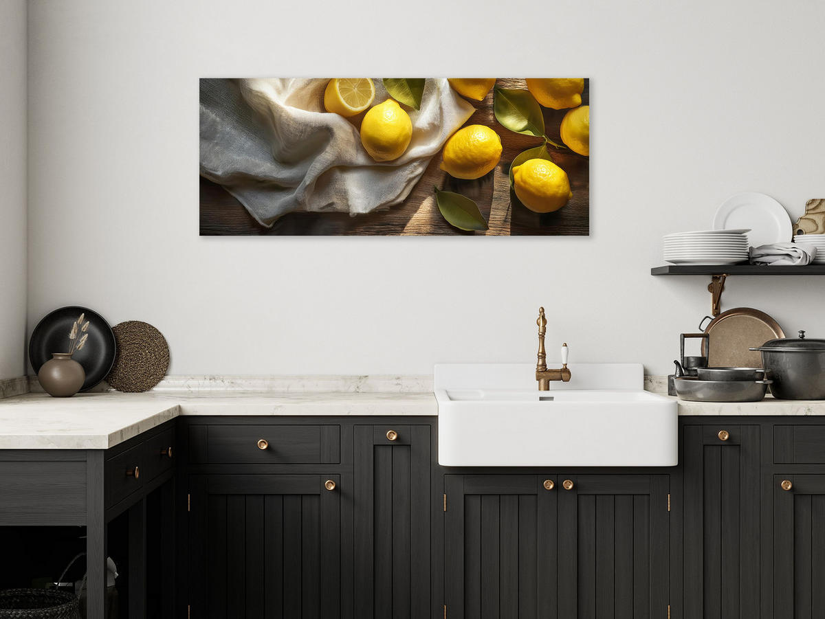 GLASBILD 125x50 cm Bild Küche Zitronen - Gelb, Glas (125/50cm) - artissimo