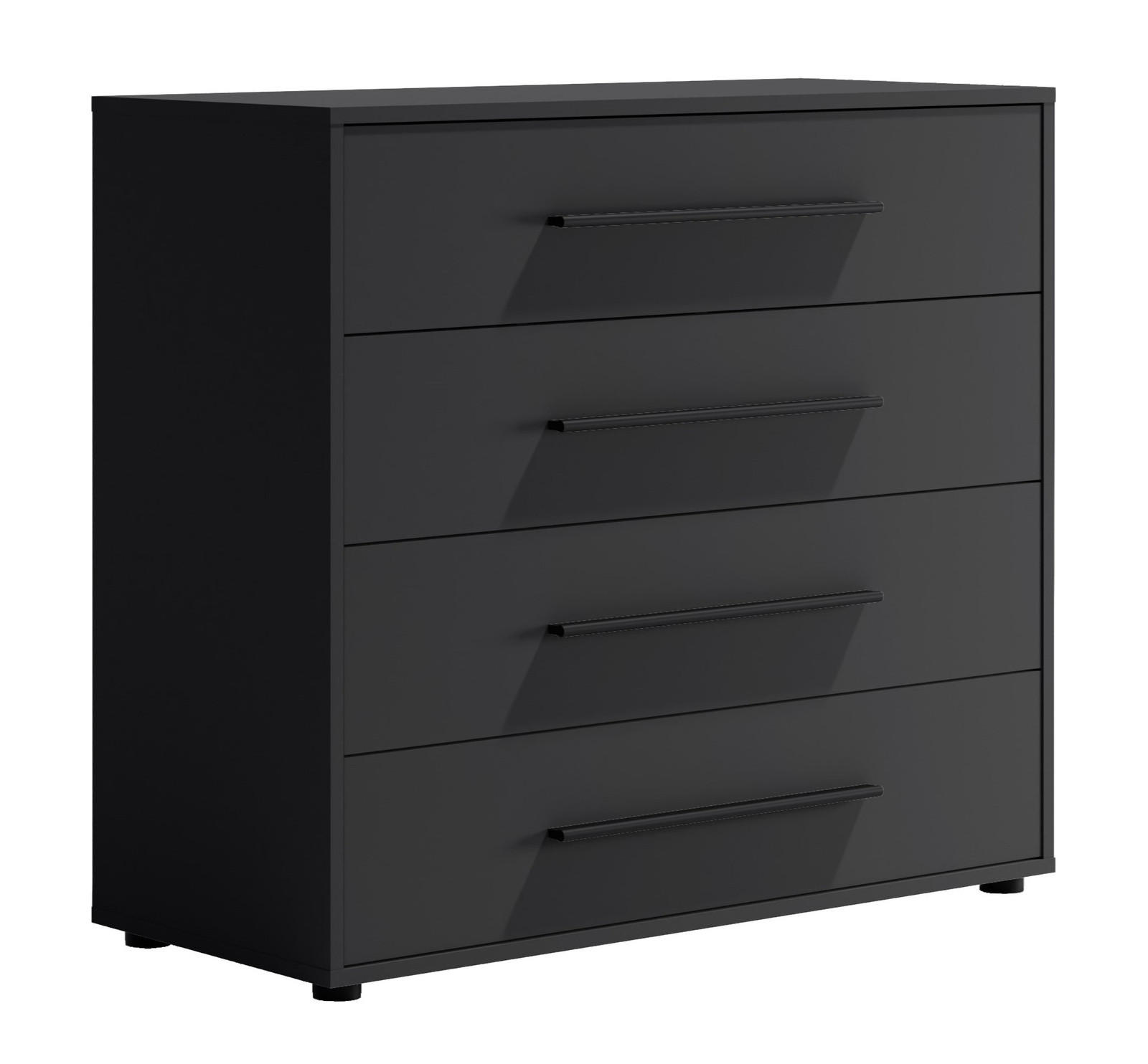 KOMMODE Modena K4SZ 100 cm in Schwarz mit Schubladen - Schwarz, Holzwerkstoff/Kunststoff (100/87/40cm) - Ravio