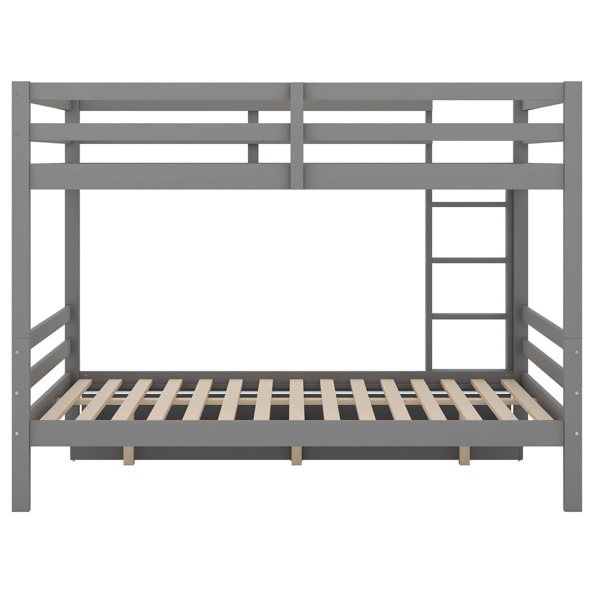 ETAGENBETT aus Kiefernholz 140x200 cm Grau mit Schubladen, Stauraum und hohem Geländer - Grau, Holzwerkstoff (140/200cm) - Modfu