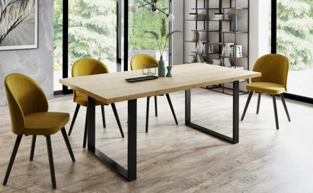 ESSZIMMERTISCH TIMI, Tisch Größe: 120 x 80 cm, Wohnzimmertisch Farbe: Hellbraun, mit Metallbeinen in Farbe: Schwarz - Schwarz/Sonoma Eiche, Holzwerkstoff (80/120/76cm) - Sepro Meble