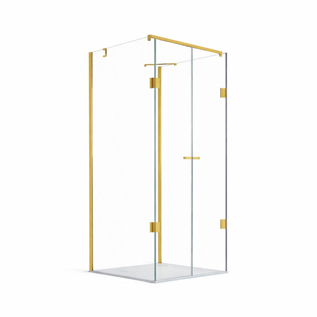 DUSCHKABINE Emma 80x80x80cm U-Form+DT- Gold - Goldfarben, Glas (80/80/195cm) -  Glaswerk Westfalen