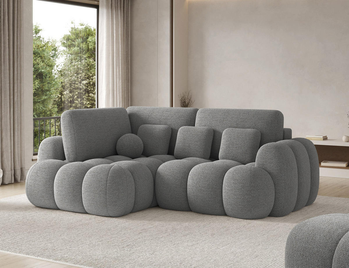 ECKSOFA COZION L-Form mit Schlaffunktion & Bettkasten – Modernes 3-Sitzer Sofa, HR-Kaltschaum, Wellenfederung, 267 × 165 cm - Schwarz/Grau, Kunststoff (165/267cm) - Wohnideebilder