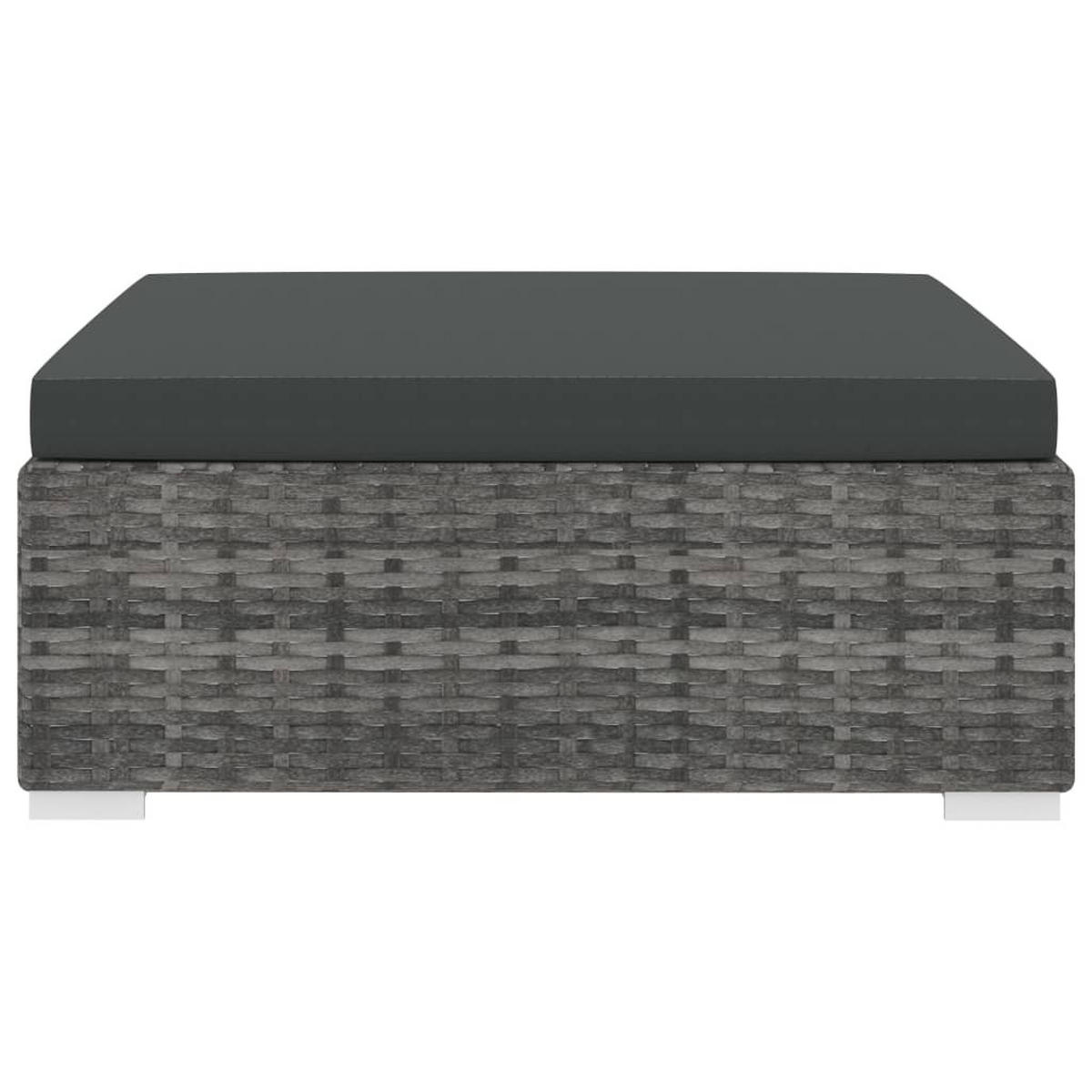 MODULAR-FUSSHOCKER 1er set + Auflagen Poly Rattan Grau - Grau, Kunststoff (70/26/70cm) - vidaXL