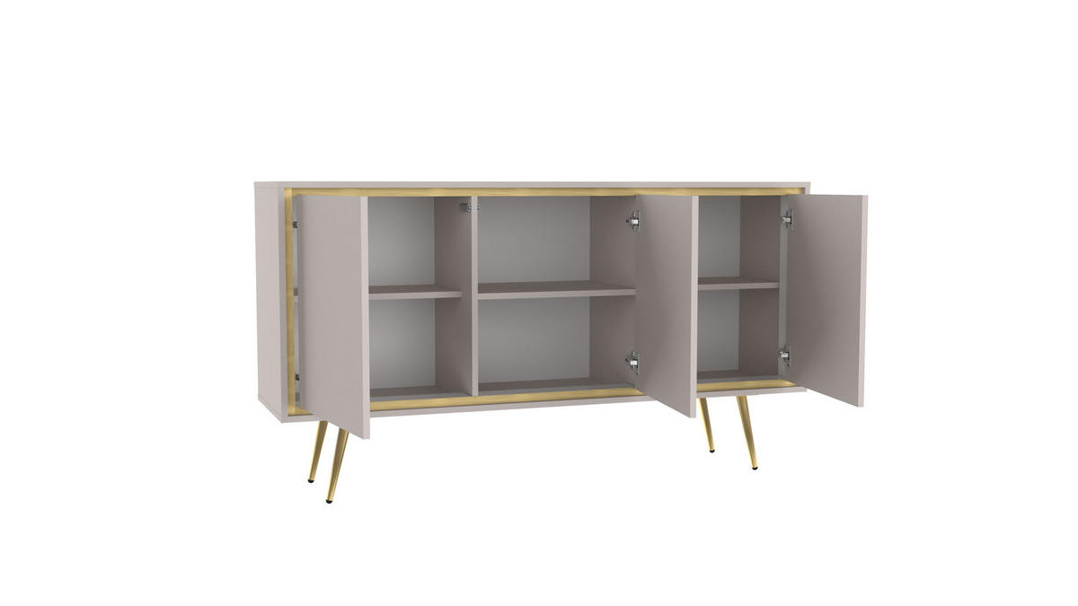 KOMMODE Tori 150 cm Kaschmir - Kaschmir/Goldfarben, Holzwerkstoff/Metall (150/80/40cm) - Ravio