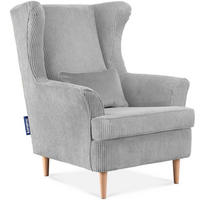 OHRENSESSEL STRALIS inklusive dekorativem Kissen, Grau - Hellgrau, Textil (82/108/80cm) - KONSIMO®