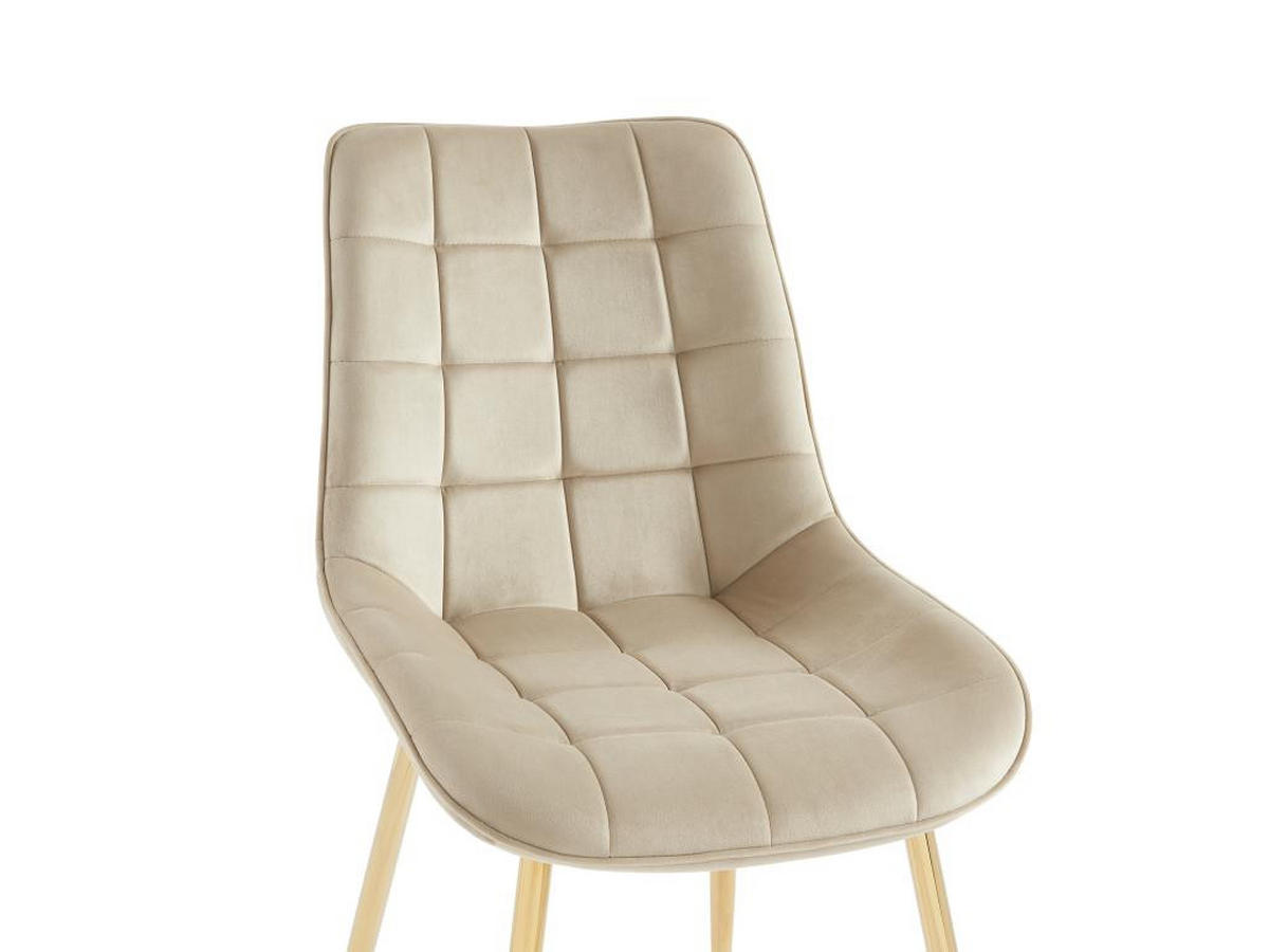 POLSTERSTUHL 2er-Set - Samt & goldfarbenes Metall - Beige - OLLUA - Beige, Textil (60/87/49.5cm) - Vente-Unique