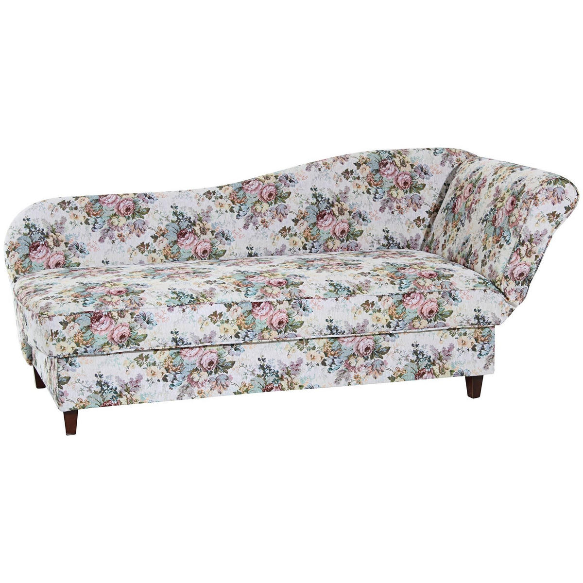 RECAMIERE mit Armteil rechts klappbar Katia Bezug Flachgewebe Buche nussbaum dunkel / rosé - Rosa, Kunststoff (190/82/88cm) - 58aufmkessel