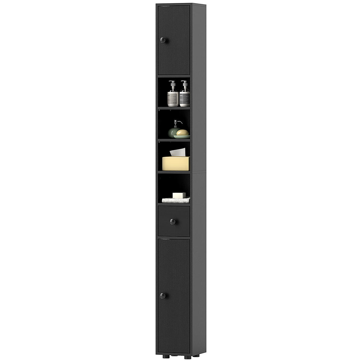 HOCHSCHRANK DE-12538 20/20/180 cm Schwarz - Schwarz, Holzwerkstoff (20/180/20cm) - ComfortXL