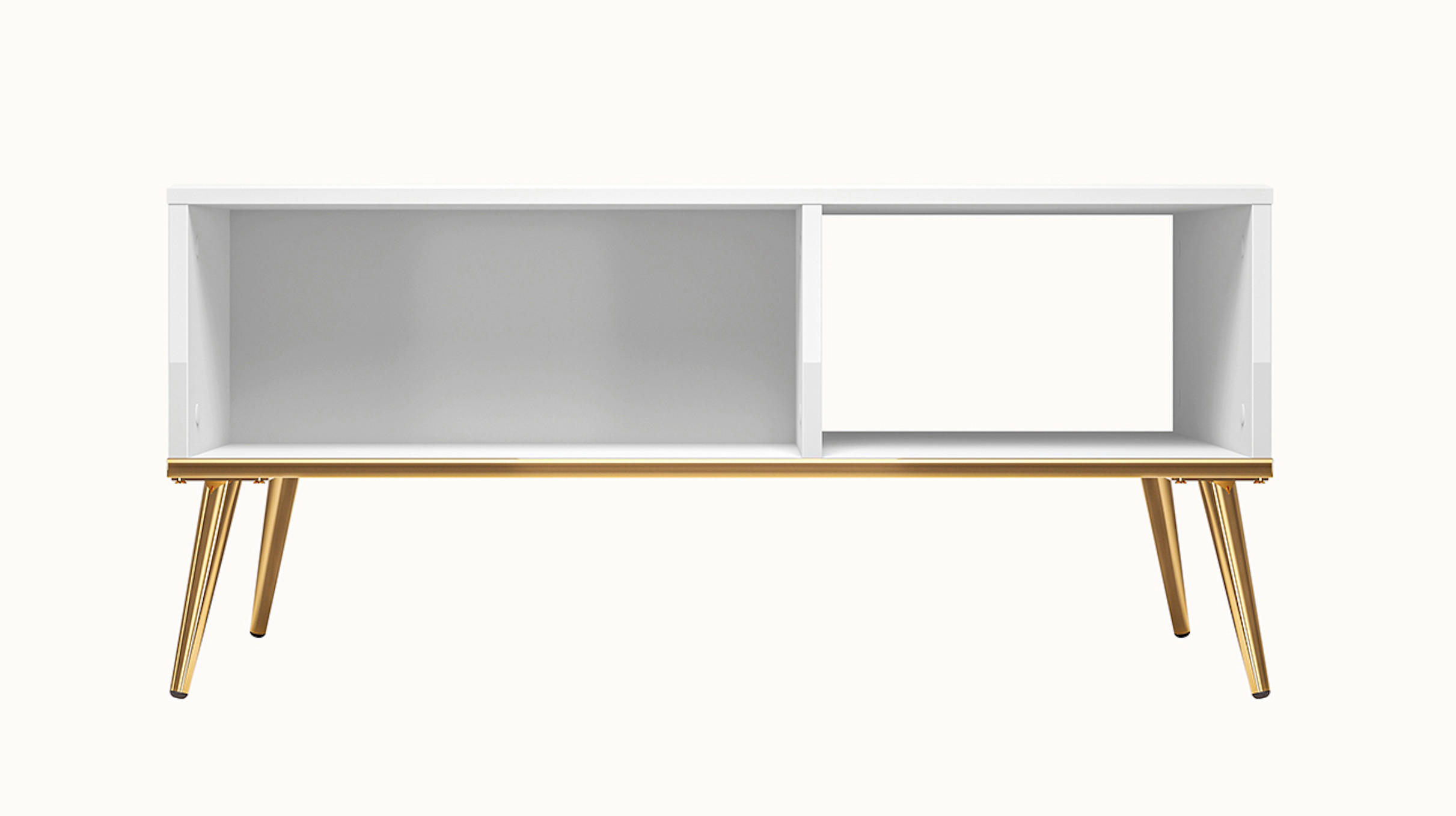 COUCHTISCH Goldin weiß 90 / 60 / 42cm - Weiß, Holz/Holzwerkstoff (60/90/42cm) - Feldmann-Wohnen