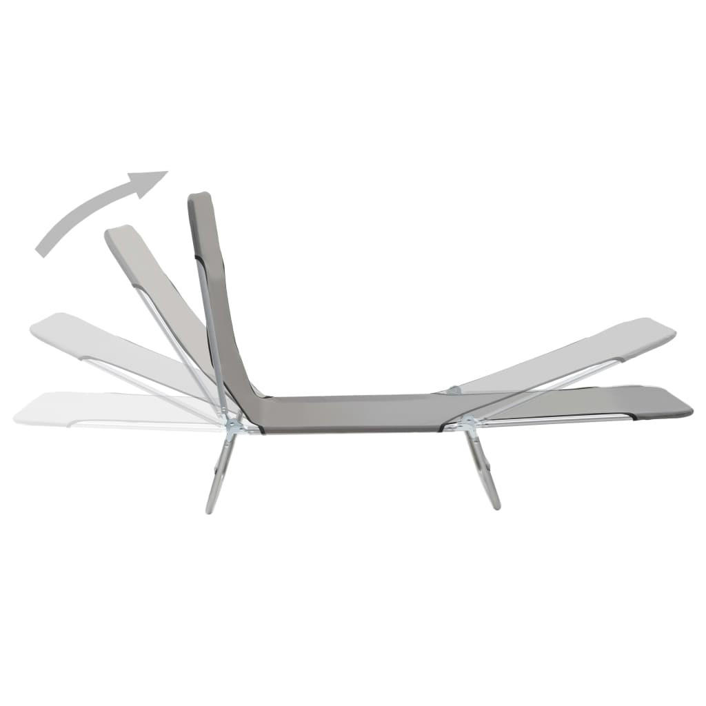 KLAPPLIEGEN 2 Stk. Stahl und Stoff Grau - Grau, Textil (56/24.5/182cm) - furnicato