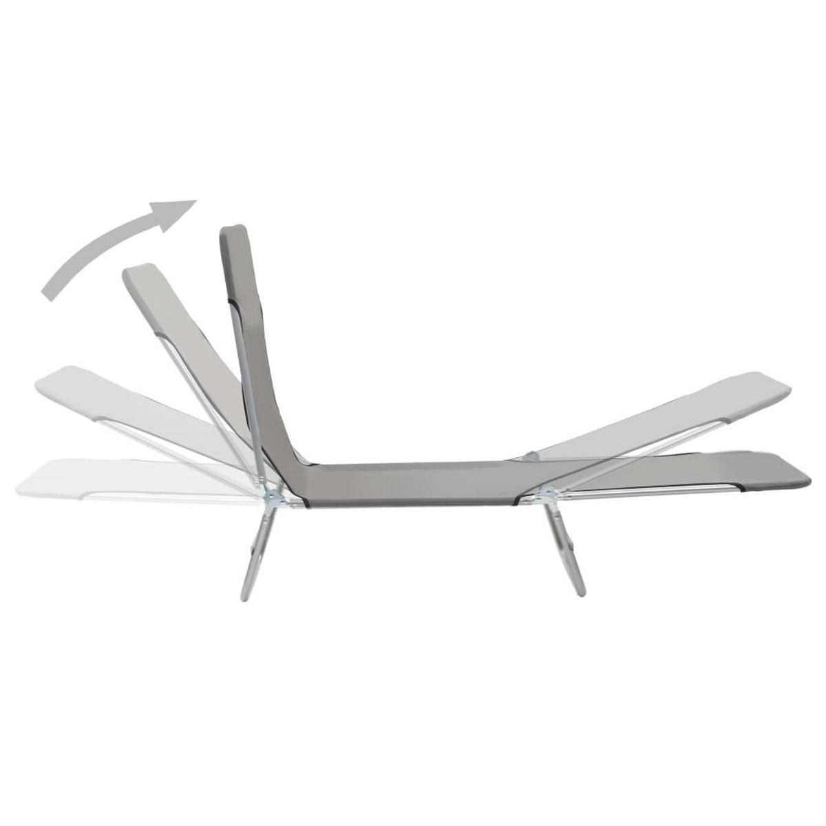 KLAPPLIEGEN 2 Stk. Stahl und Stoff Grau - Grau, Textil (56/24.5/182cm) - furnicato