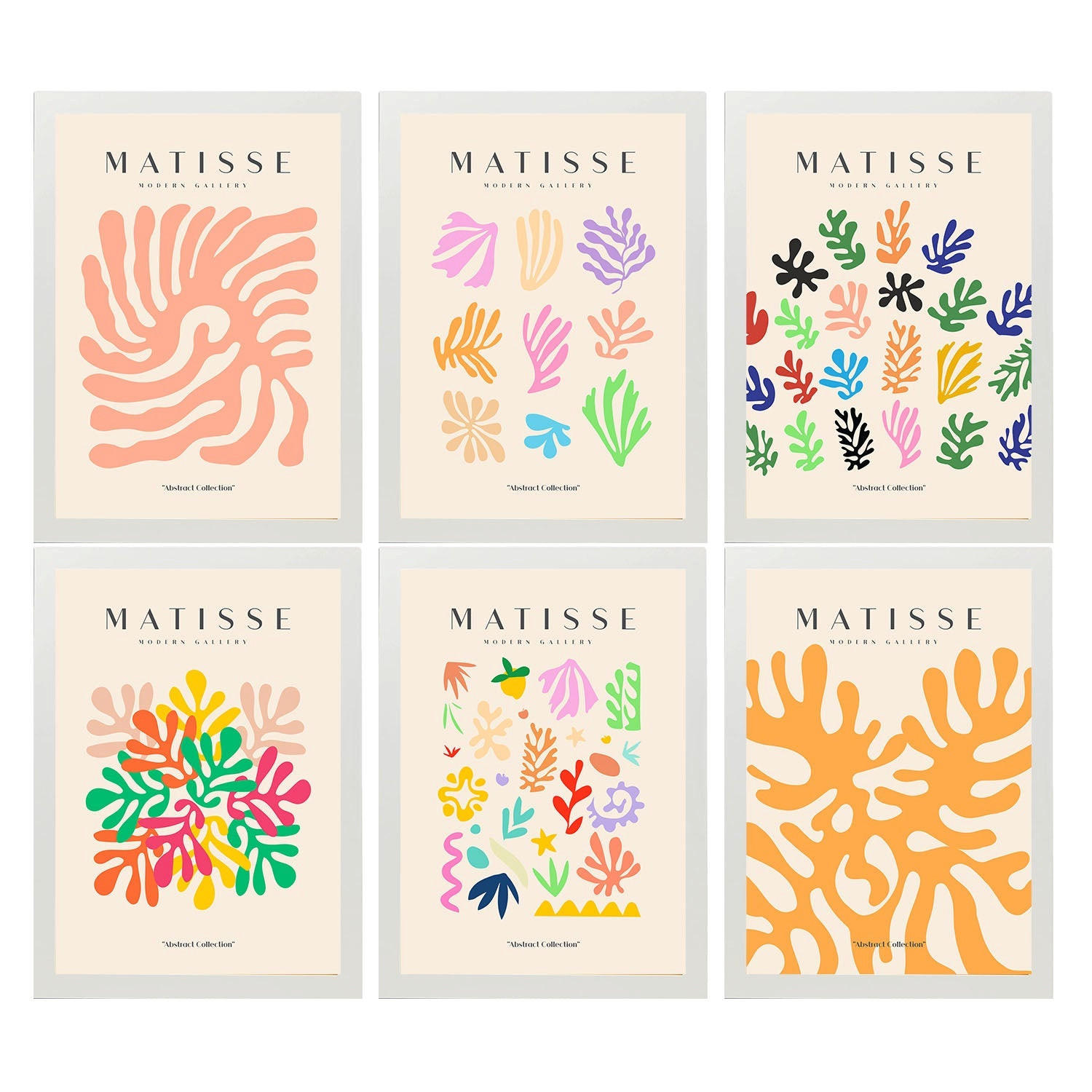 POSTER Set Mit 6 Illustrationen Von Henri Matisse Vegetation A3 Weißer Rahmen - Weiß, Papier (29/3cm) - Nacnic