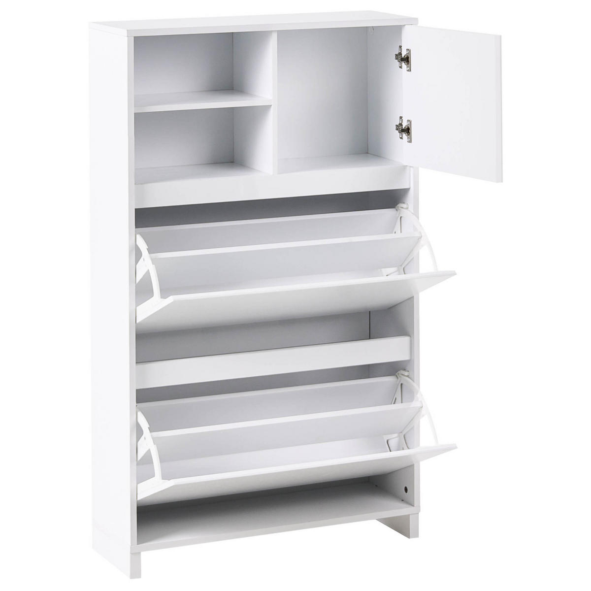 SCHUHSCHRANK Weiß Cobar - Weiß, Holzwerkstoff (70/118/24cm) - Beliani