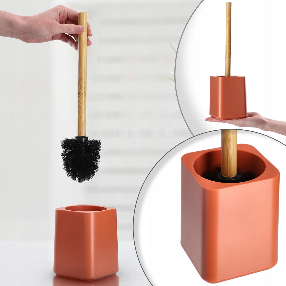 TOILETTENBÜRSTE aus Bambus rosa - Rosa, Kunststoff (10/35cm) - KADAX