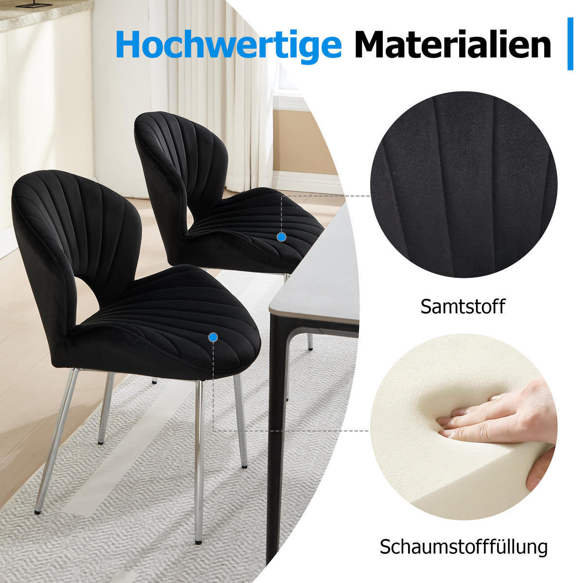 ARMLEHNSTUHL-SET DE-36441 2 Stück mit durchbrochener Rückenlehne Schwarz - Schwarz, Metall (62.5/83/53cm) - ComfortXL