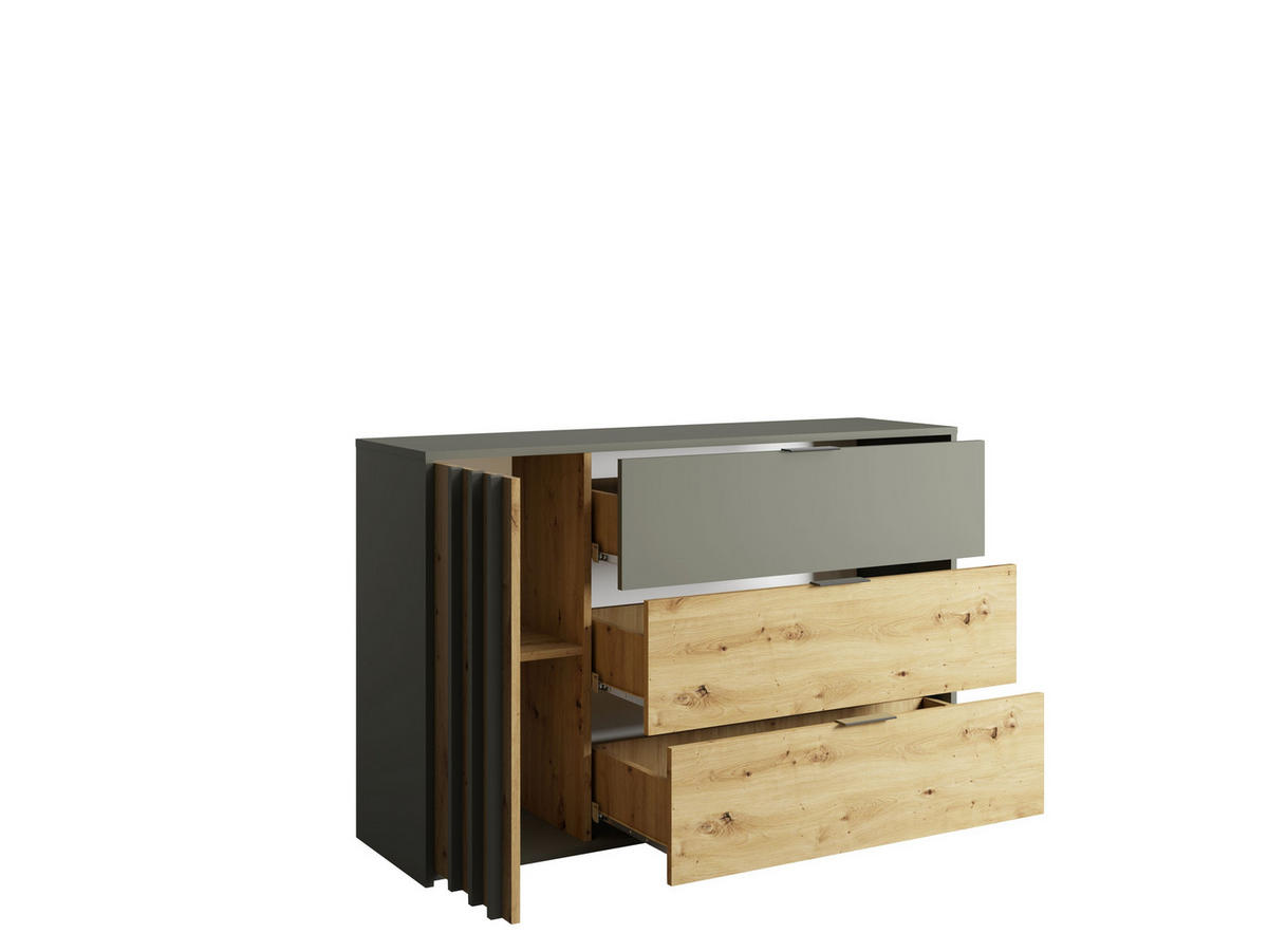 KOMMODE Graphit, Eiche Artisan 125/79,5/35 - Eiche Artisan, Holzwerkstoff (125/80/35cm) - RAUMHIRSCH FURNITURE