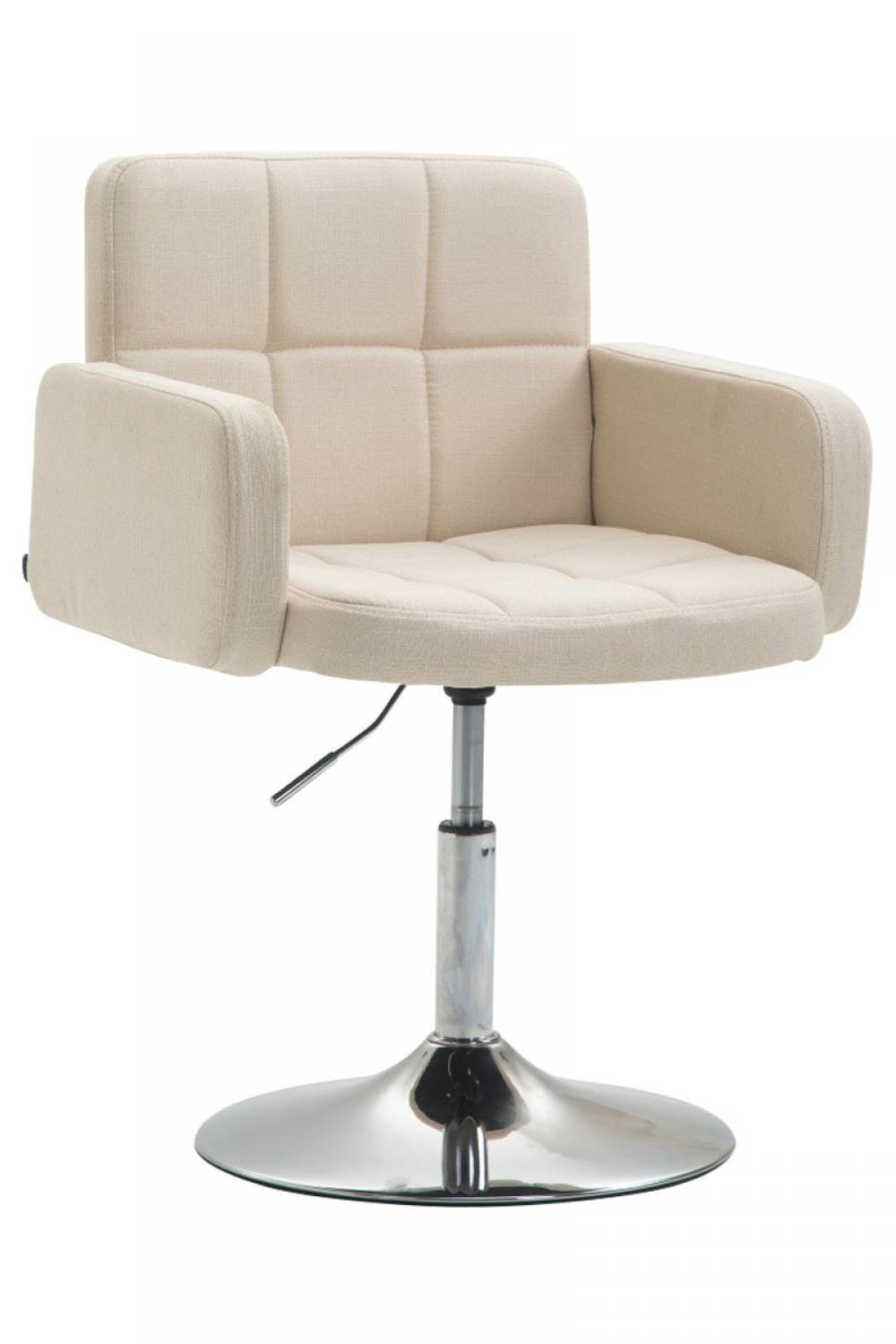 DREHSTUHL Stoff creme - Chromfarben/Creme, Textil/Metall (58/80/48cm) - CLP