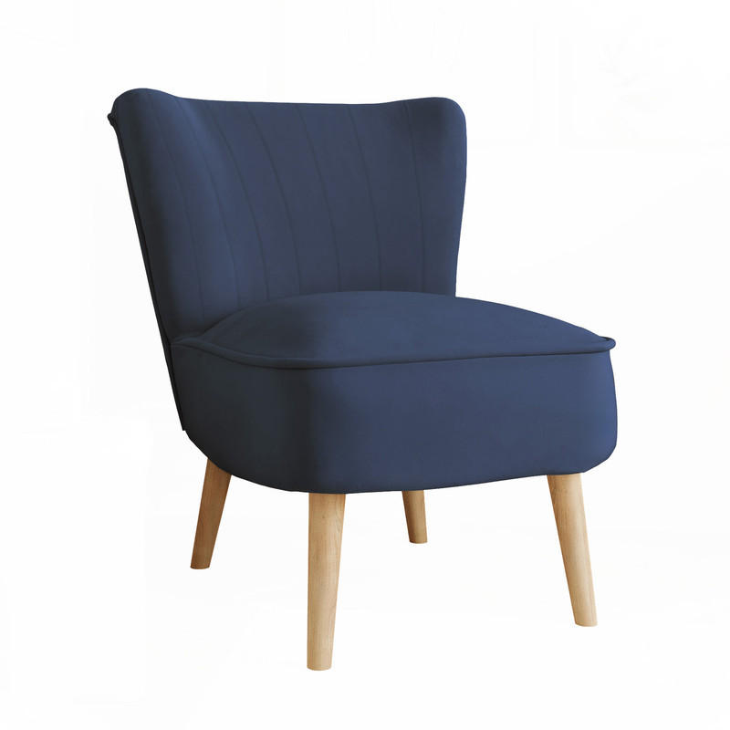 SESSEL DANTE 67/76/76 cm, Samtstoff Marineblau - Buchefarben/Dunkelblau, Holz/Textil (67/76/76cm) - Idohome