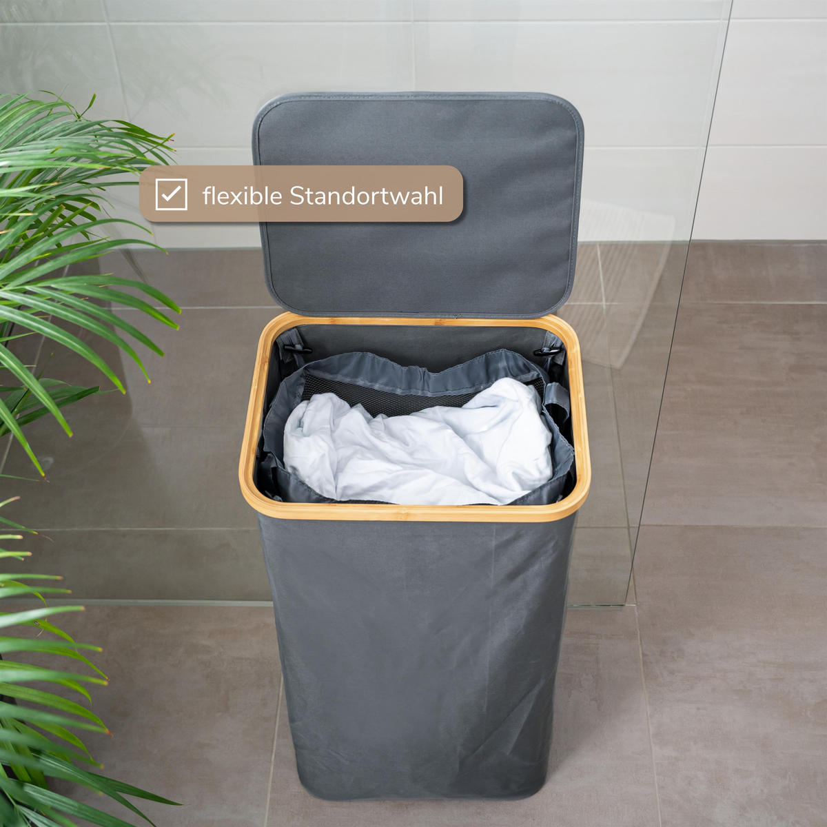 WÄSCHESAMMLER 100 Liter, grau - Grau, Textil (41/73.5/33.5cm) - bremermann