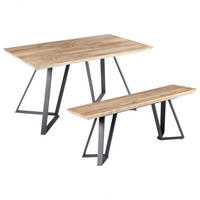 ESSGRUPPE Hellbraun, Schwarz 2-Sitzer 140/80 cm Upton - Hellbraun, Holzwerkstoff (140/76/80cm) - Beliani