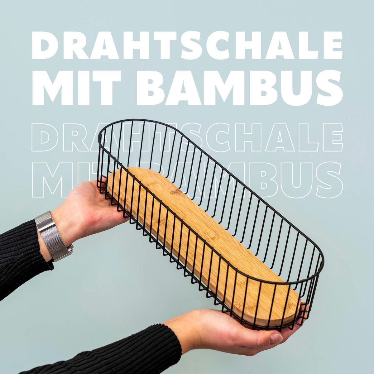 BROTKORB lang, Bambus/Metall schwarz - Schwarz, Metall (12.5/8.5/42cm) - eluno