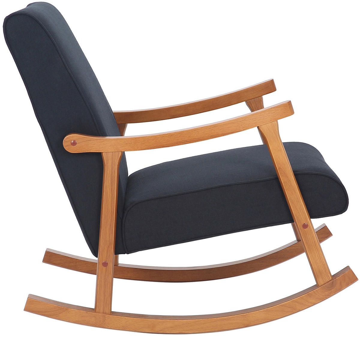 SCHAUKELSTUHL Morello Stoff, Gestell Kautschukhokz Walnuss Schwarz - Walnussfarben/Schwarz, Holz/Textil (67/82/92cm) - TPFLiving