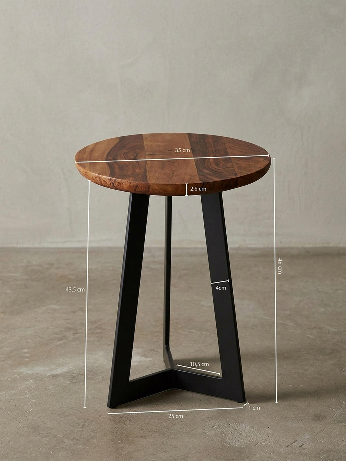 BEISTELLTISCH – Holz Metall Braun Schwarz 40x40 cm Industrial Maserung - Schwarz/Braun, Holz/Metall (35/35/45cm) - KADIMA DESIGN