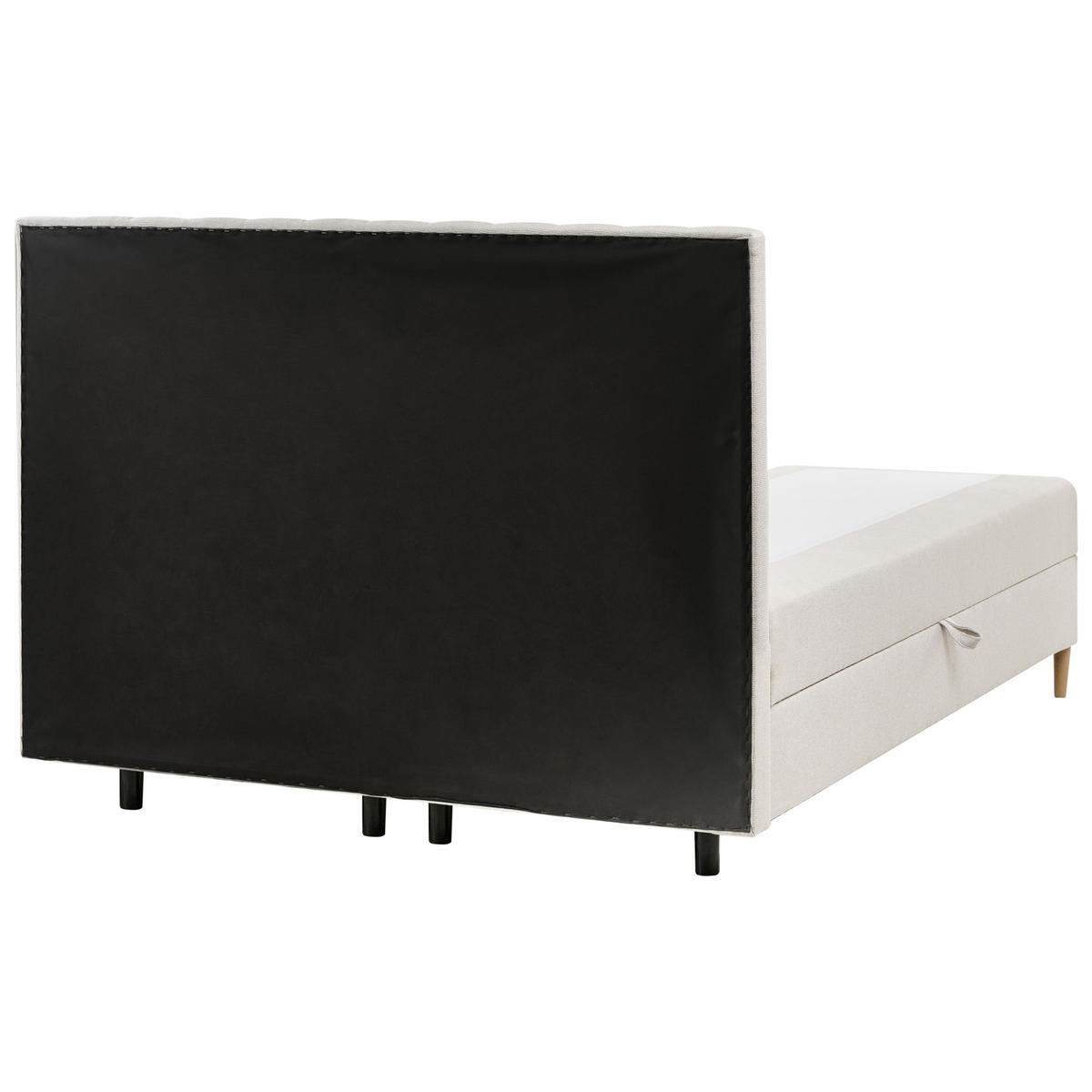 BOXSPRINGBETT mit Stauraum 160/200 cm Stoff Hellbraun Officer - Hellbraun, Textil (160/200cm) - Beliani