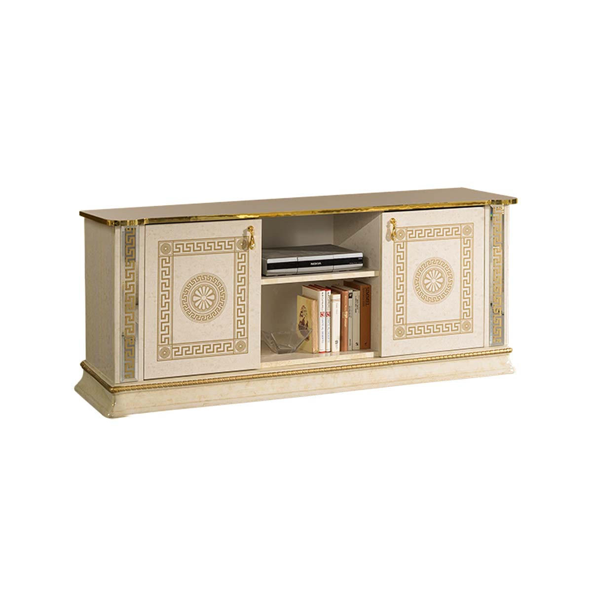 LOWBOARD VENUS in Beige/Gold - Beige/Goldfarben, Holzwerkstoff/Metall (153/62/46cm) - Interdesign24