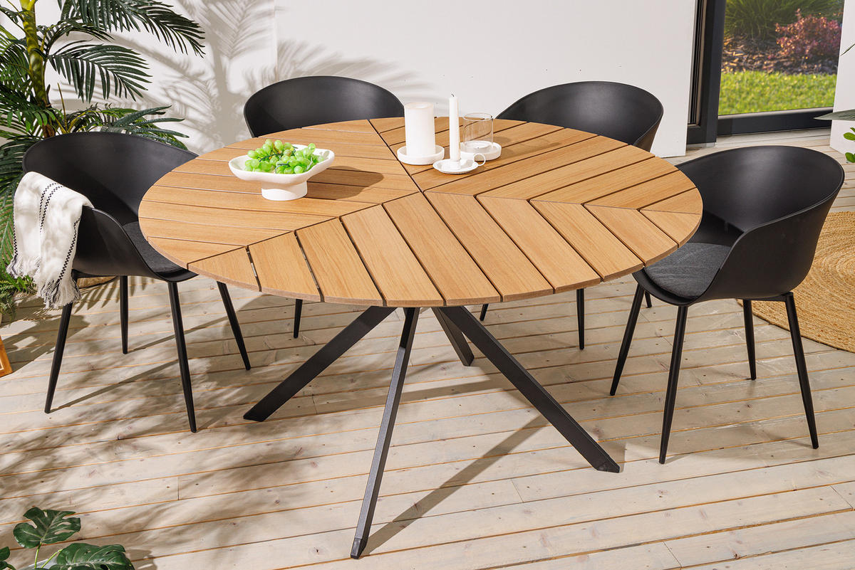 GARTENTISCH DESIGNO Kunststoff Aluminium Natur 120 cm - Braun, Kunststoff/Metall (120/120/74cm) - riess-ambiente