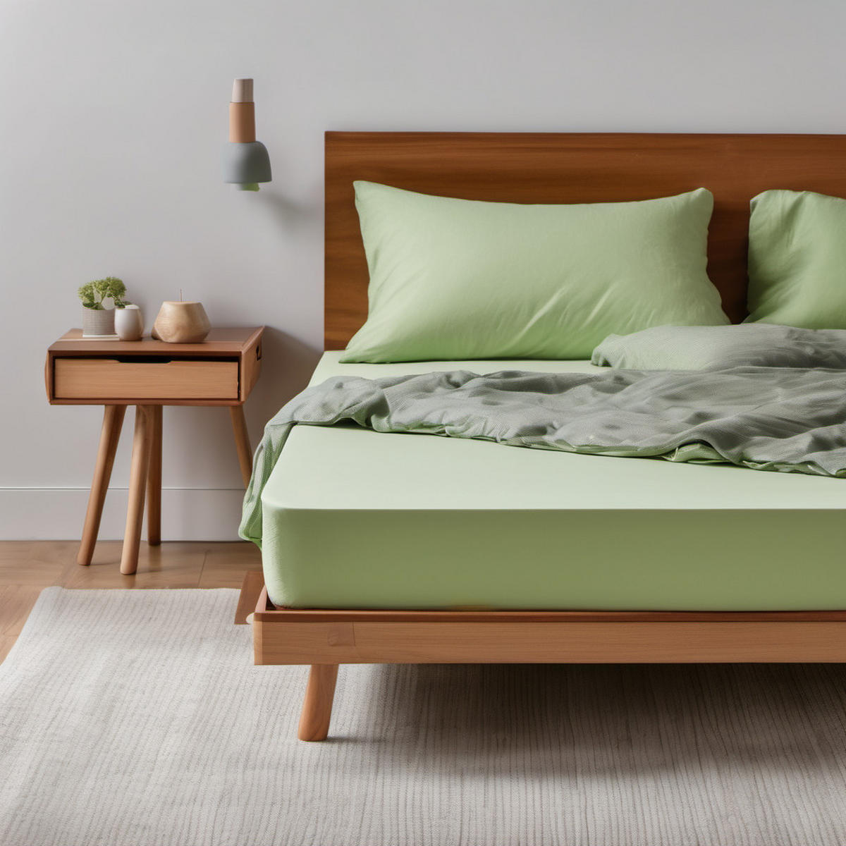 SPANNBETTLAKEN Premium Jersey Baumwolle - Hellgrün, Naturmaterialien (180/200cm) - DarBene