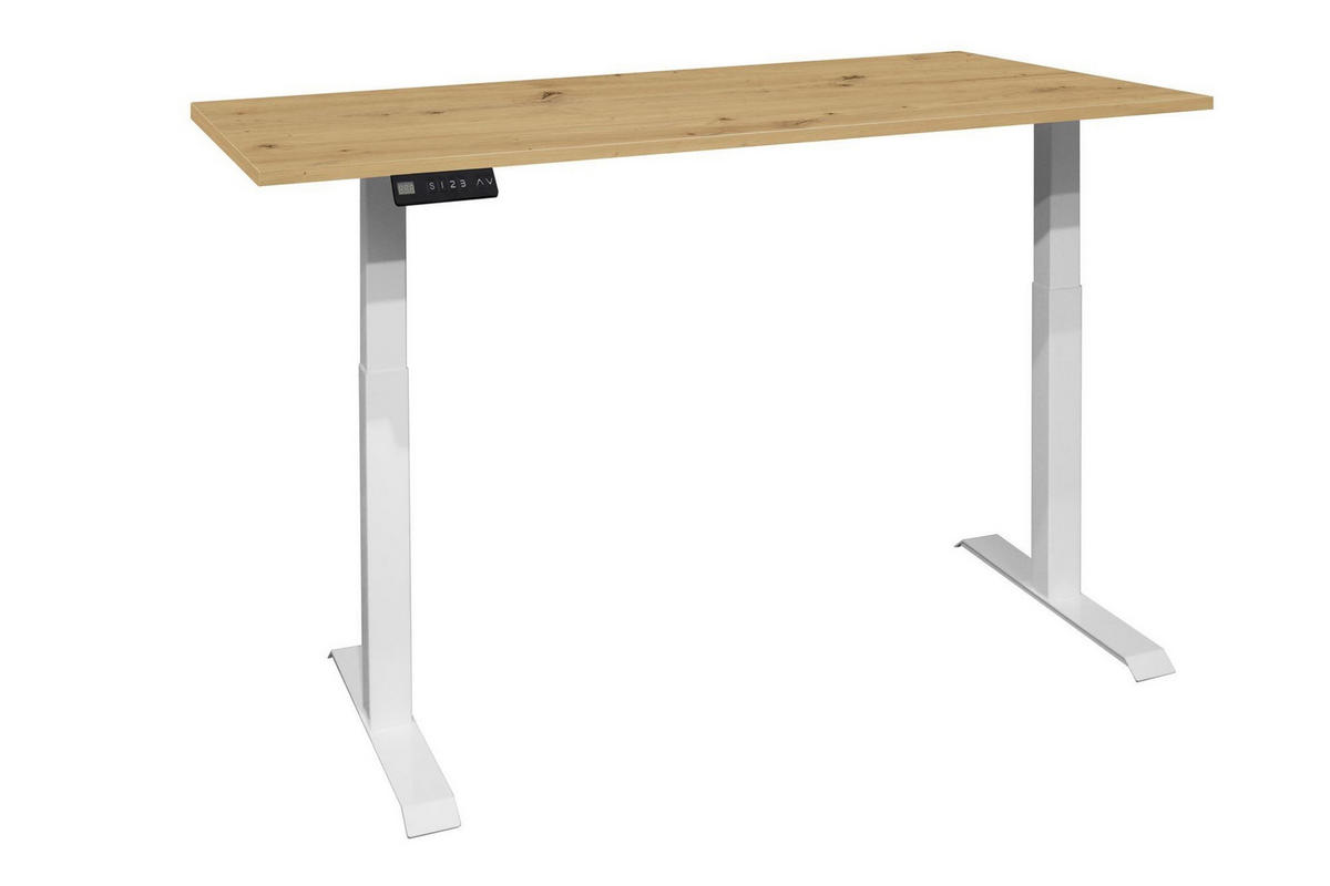 SCHREIBTISCH höhenverstellbar elektrisch Edithe 140x70 weiß/asteiche - Eiche Artisan, Holz (140/70/73cm) - 58aufmkessel