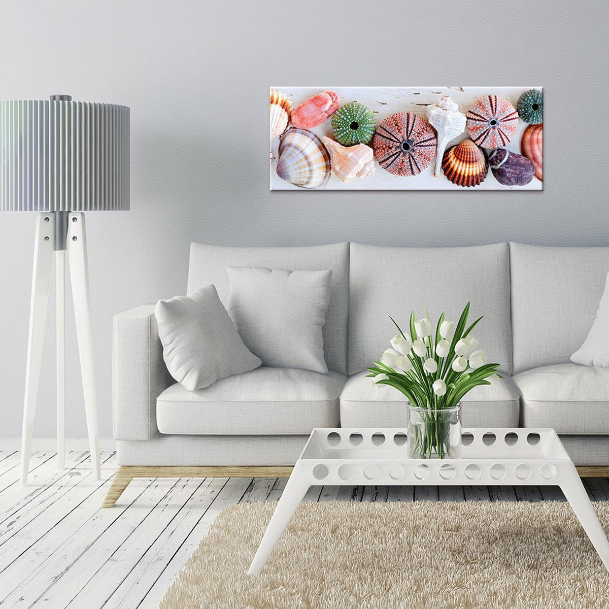 GLASBILD 80x30 cm Muscheln maritim - Gelb, Glas (80/30cm) - artissimo