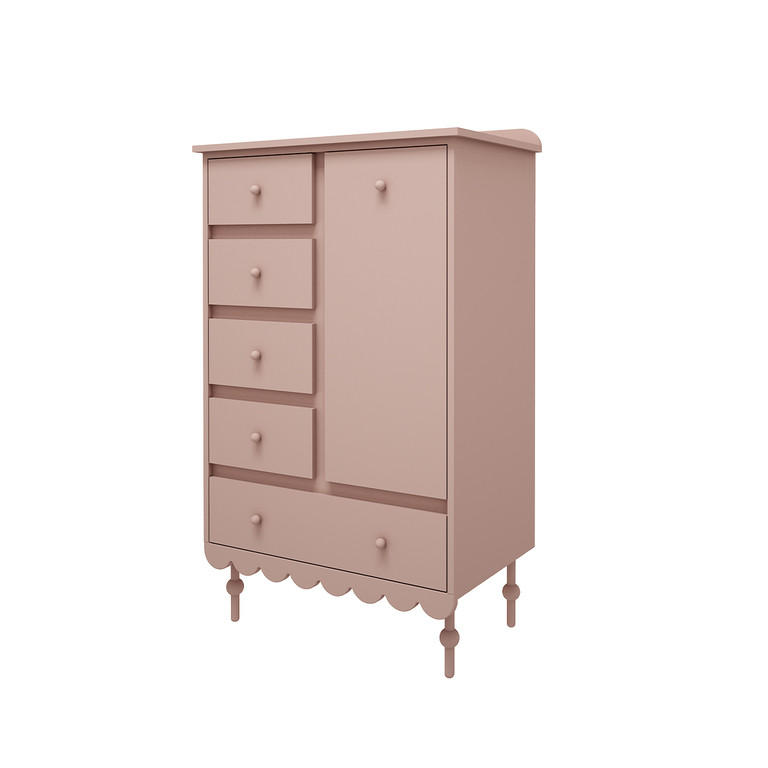DĚTSKÁ KOMODA Babushka Rose - růžová, kompozitní dřevo (84/140/50cm) - Petits-meubles